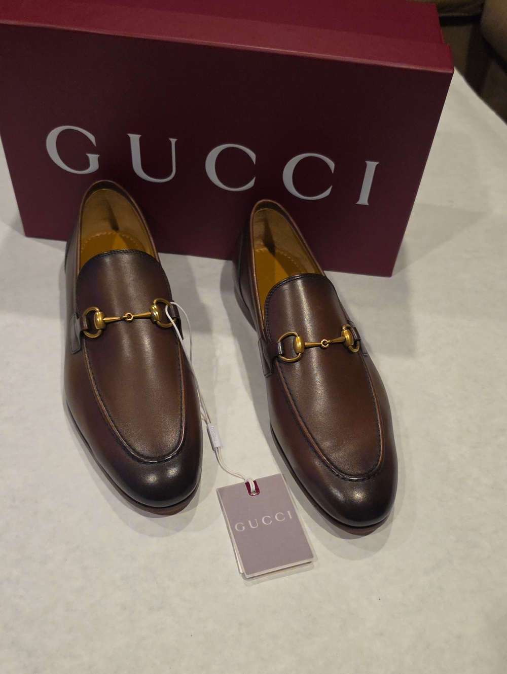 Gucci Brown Leather Horsebit Slip-On Loafers